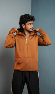 Men’s Full Sleeve Zipper Hoodie | Oversized Winter Hoodie for Men - Brown